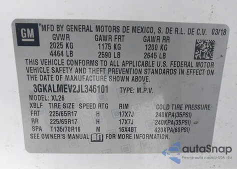 2018 GMC Terrain Sle from USA, damaged, VIN 3GKALMEV2JL346101